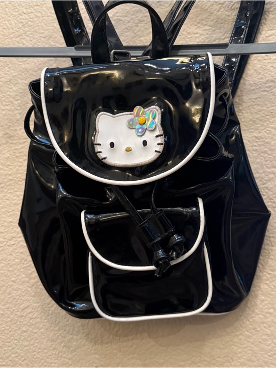 hello kitty black patent leather backpack Hello Kitty Black Patent Mini Backpack 9”x10”